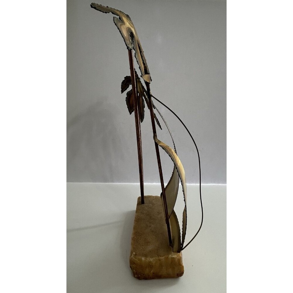 Vintage Mario Jason Signed Brass Sailboat & Palm Trees Onyx Base 12" Tall Retro - Picture 6 of 9